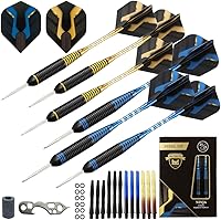 Vista 12 de Juego de 6 dardos de punta de acero – Dardos profesionales para diana – incluye barriles + ejes de plástico/aluminio + juntas tóricas + vuelos +