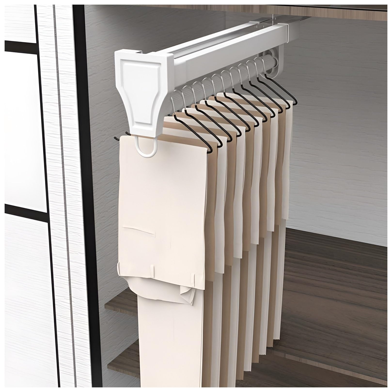 CAFIEDR Expandable Clothes Hanger Rod 26.551.5Cm Pullout Garment Rack For Pants *Coats Space Saver 30Kg Load Capacity,Noir Depth 46.5Cm/18.3In.Blanc-Depth 31.5cm/12.4in