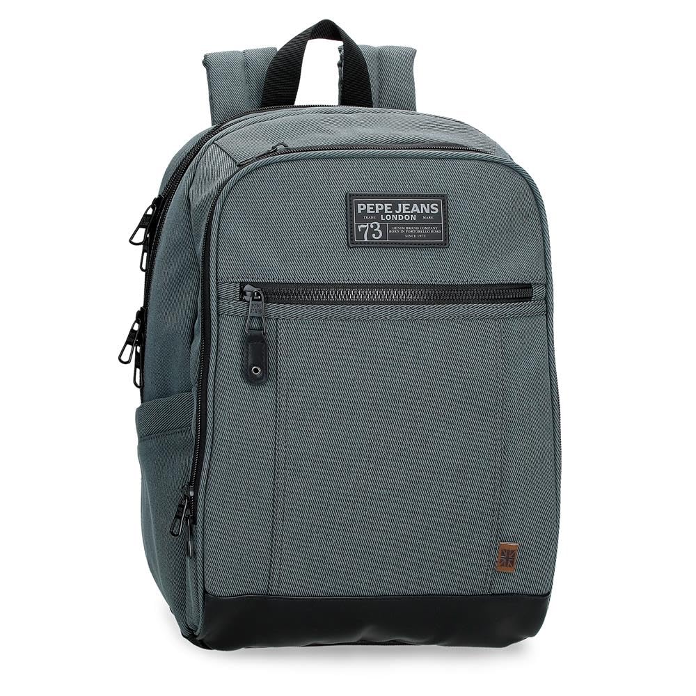 Pepe Jeans Aiden Adaptable Double Compartment Backpack 13.3" Inches Navy 25x37x10 cm Polyester with Synthetic Leather Details 9.25L by Joumma Bags