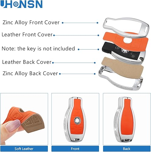 Miniatura 7 de UHONSN Funda para llavero de Mercedes Benz con llavero brillante de piel suave, funda protectora para AMG C E M S CLS CLA GLK GLA GLC GLE AMG Clase