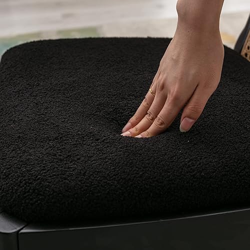 Miniatura 6 de DUOMAY Mid-Century - Juego de 2 sillas de comedor de ratán modernas, sillas de comedor de madera con respaldo de caña y asiento acolchado, silla de