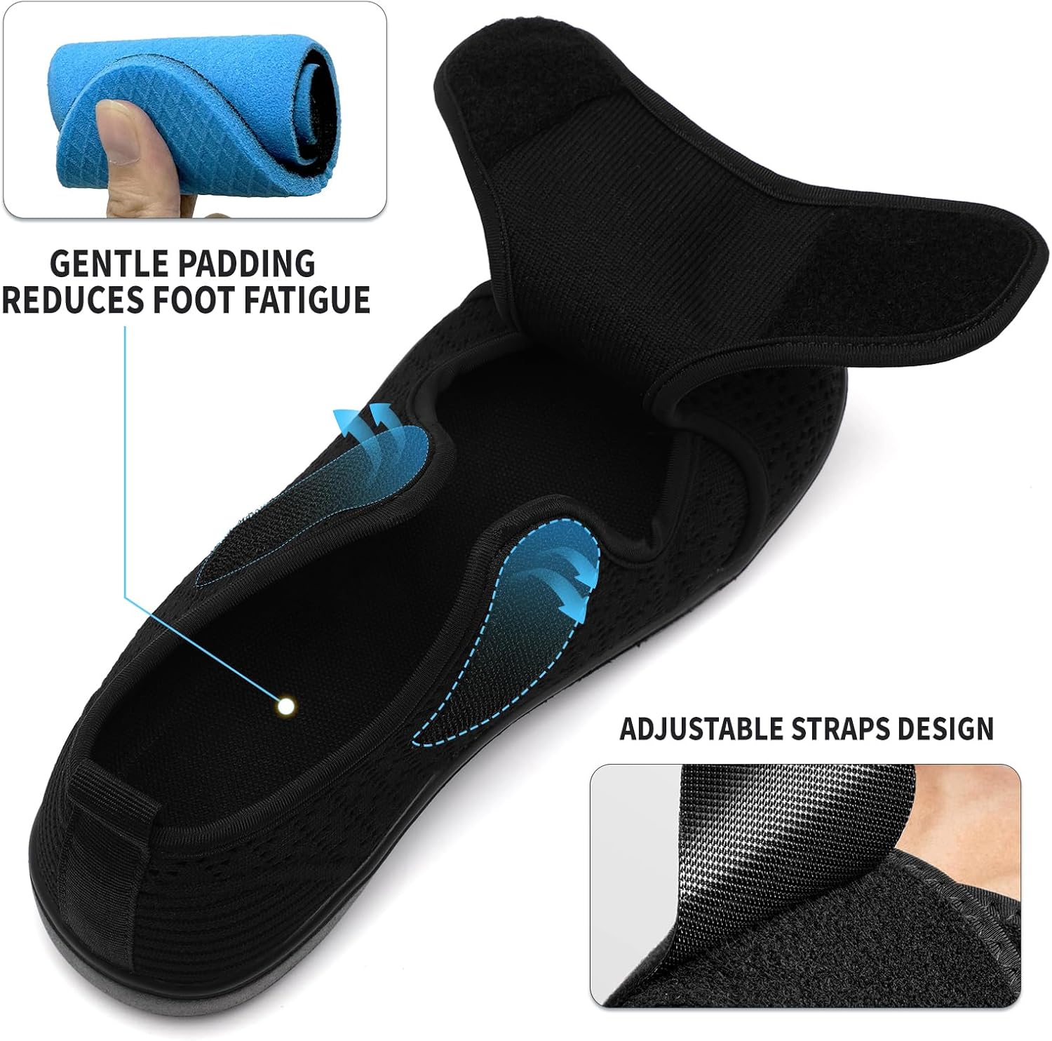 Womens Wide Diabetic Shoes Lightweight Adjustable Walking Barefoot Breathable Sneakers for Wide Width Arthritis Edema Orthopedic Shoe Zapatos para Mujer - Image 4