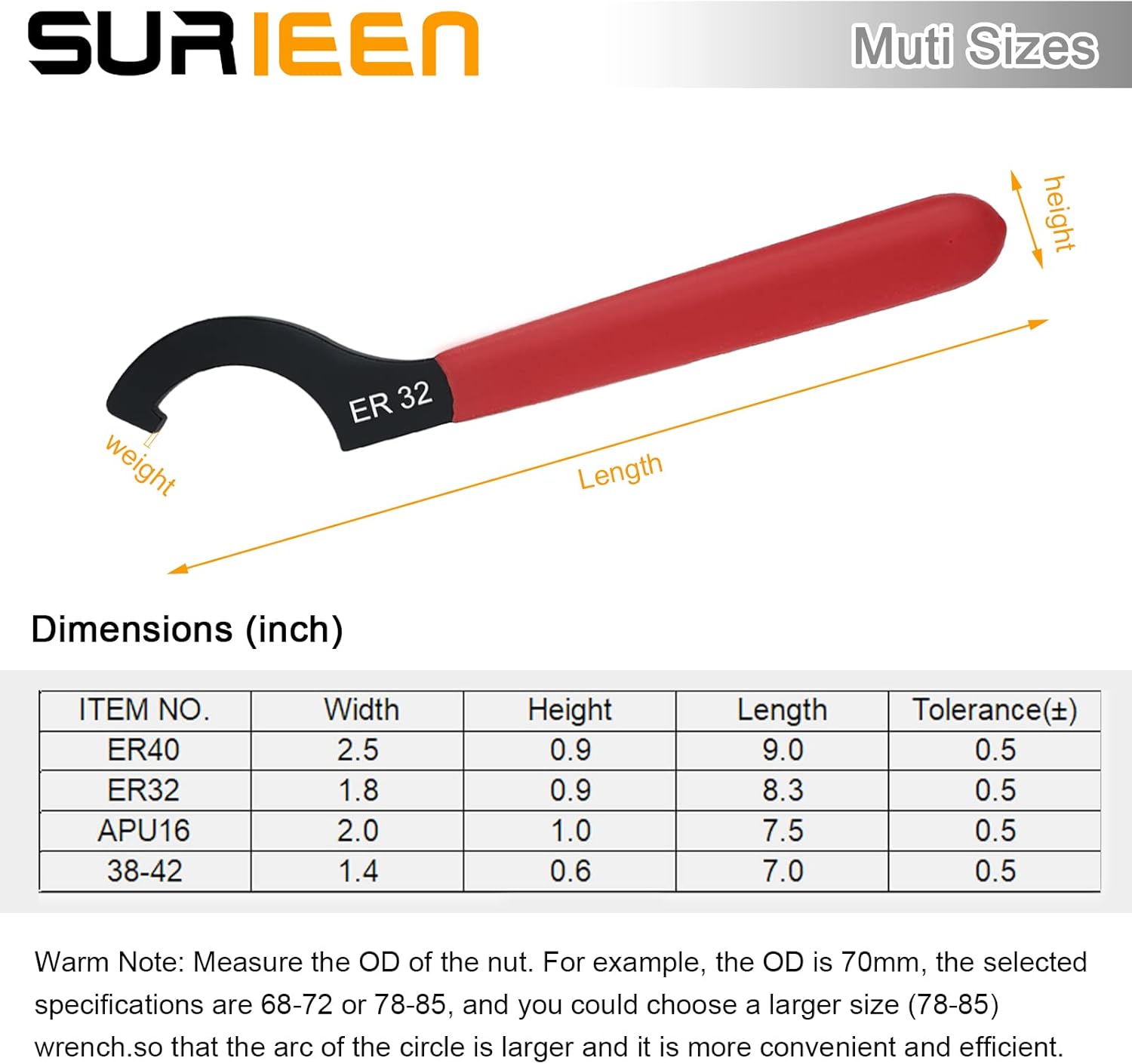 Universal Coilover Adjustment Spanner Wrench Kit, Shock Wrench with 4 Sizes, 38-42, APU16, ER32, ER40