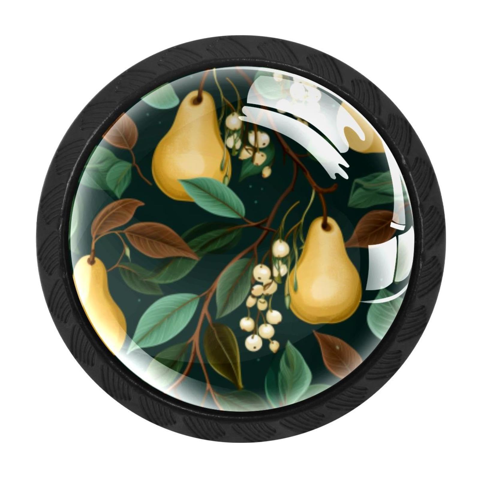 CHENZZZZ 4 Pieces Thanksgiving Pear Drawer Knobs, 35mm Black Cabinet Knobs, Drawer Pulls and Knobs, Dresser Drawer Knobs, Cabinet Hardware Kitchen Cabinet Knobs