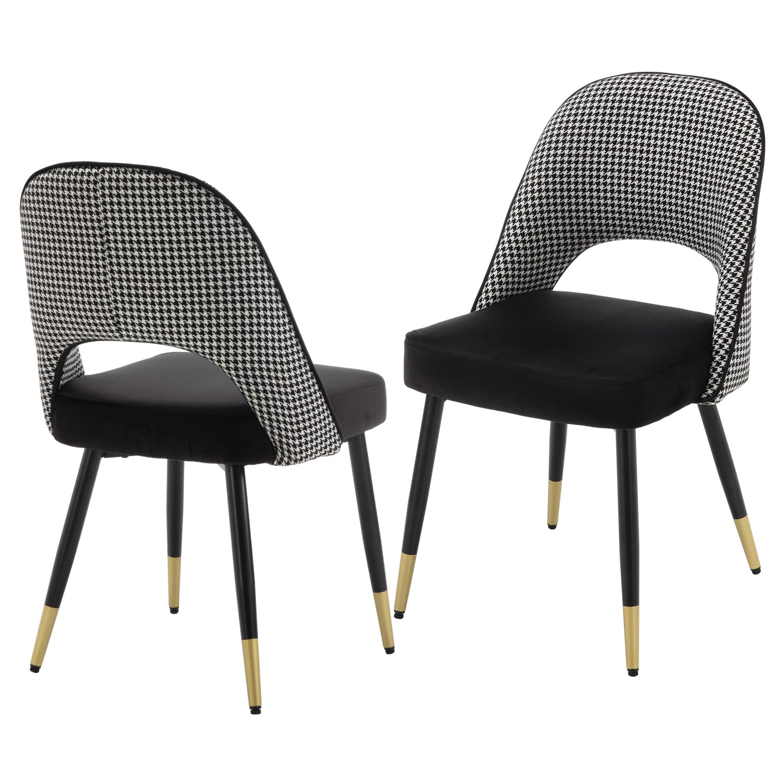 chairus Juego 2 de Sillas de Comedor Terciopelo Sillas de Cocina con Patas de Metal, Sillas de Hogar Modernas para Restaurante/Cafetería, Negro