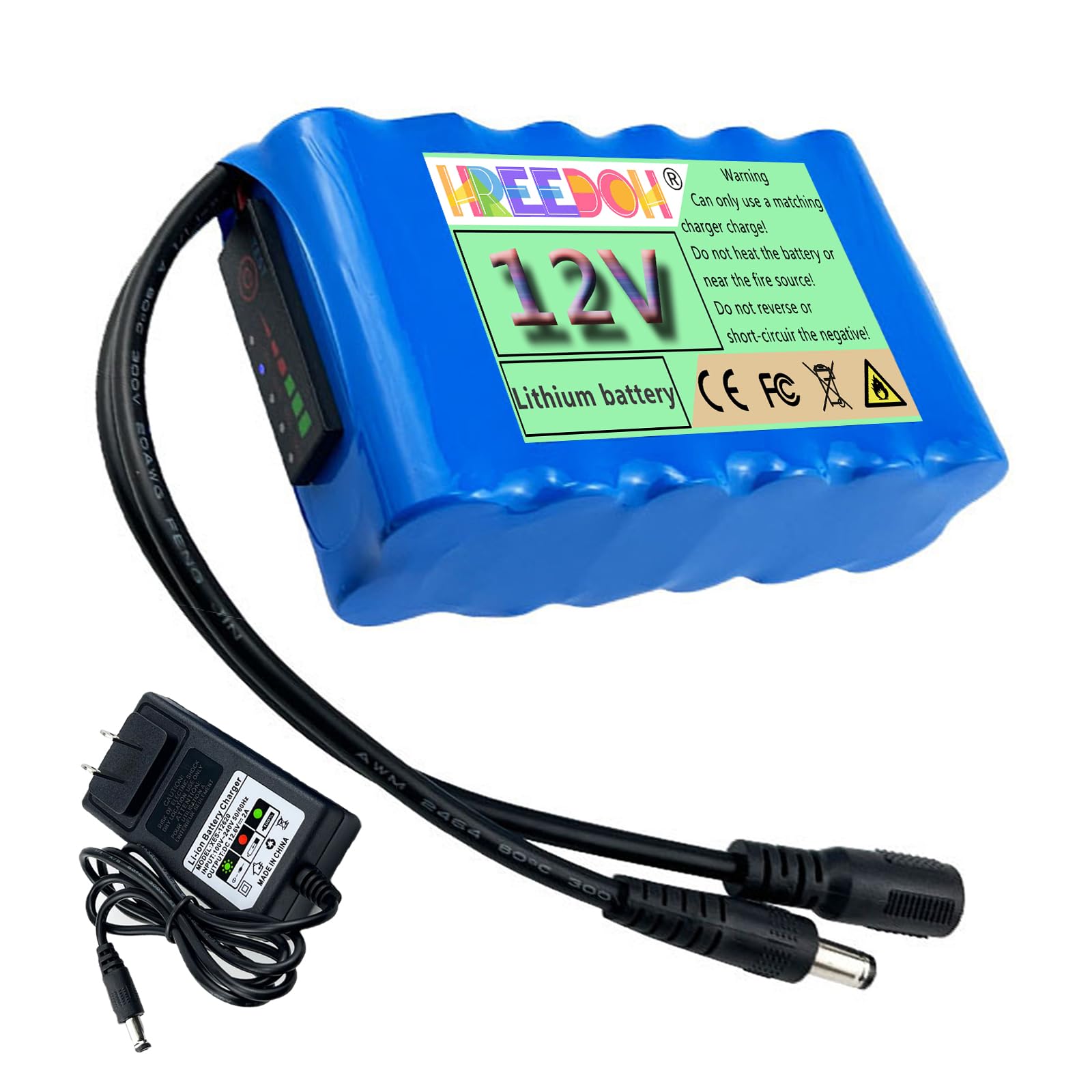 Akumulator litowo-jonowy 12 V 6000 mAh 7200 mAh 8000 mAh 10000 mAh 12000 mAh 12800 mAh Akumulator litowy wielokrotnego ładowania Wbudowana ochrona BMS z ładowarką