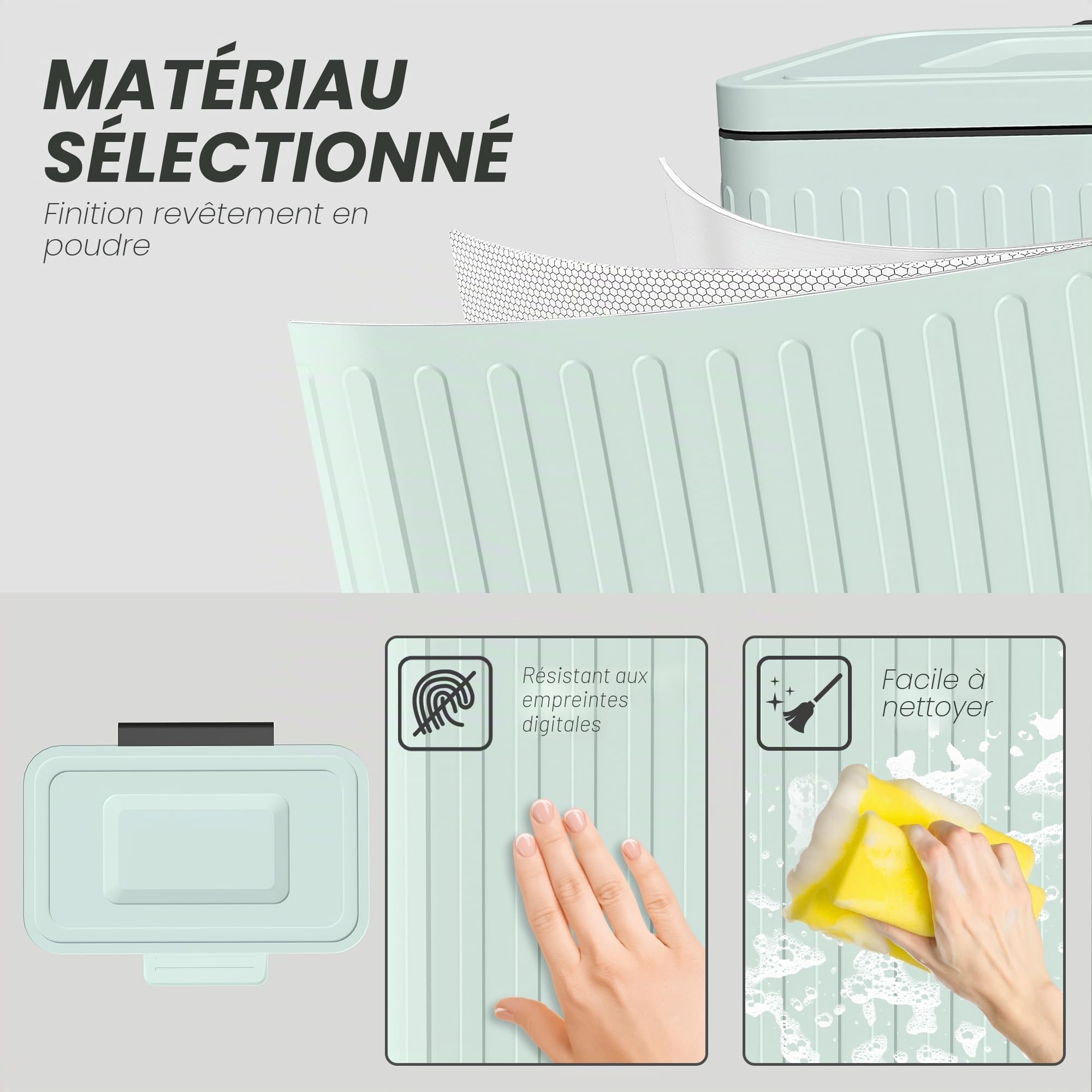 HOMCOM Poubelle double cuisine 2 x 20L pour recyclage et déchets, Vert