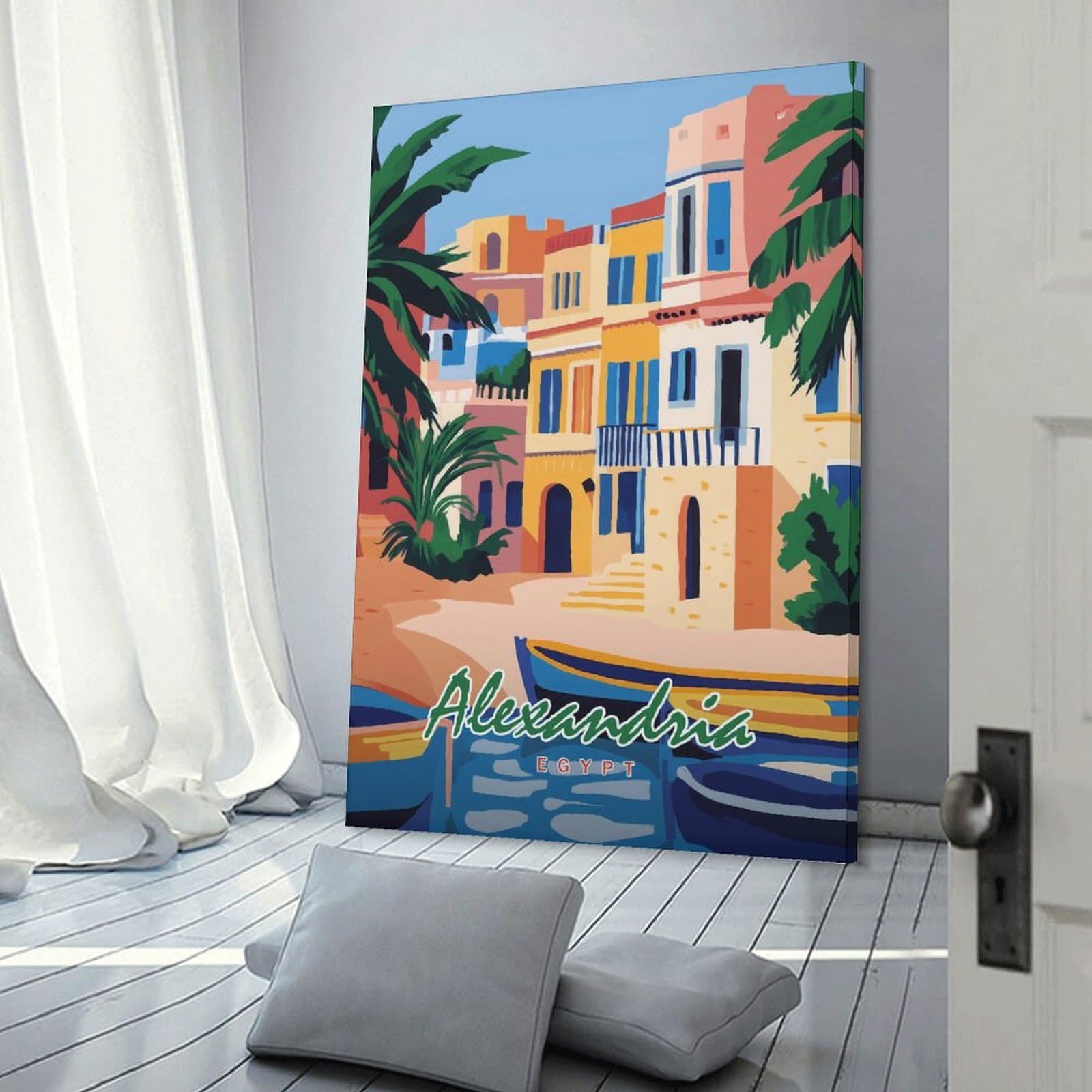 Junmoney Hanging Wall Art Alexandria, Egypt Travel (2), 16x24inch(40x60cm), for Living Room, Bedroom Or Apartment Walls, Decorative Artwork for Empty Walls