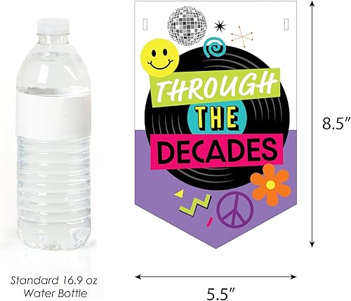 Miniatura 3 de Big Dot of Happiness A través de las décadas - Cartel de fiesta con temática de los años 50, 60, 70, 80, 90, nostalgia de los 90, letrero de pared