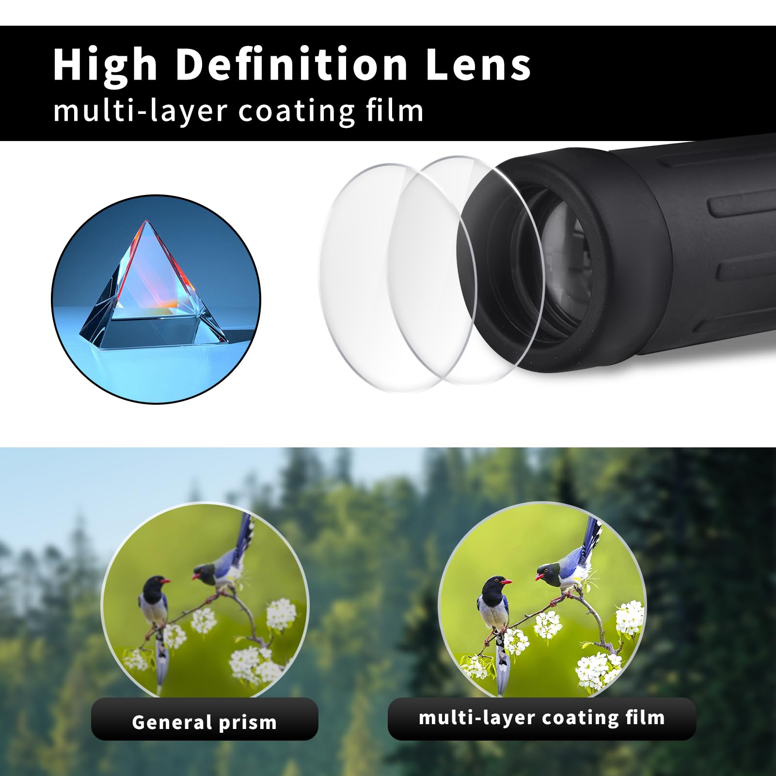 Monoculaire 8x Grand Angle 21mm - Télescope Poche Portable Puissant, Vision Claire Nuit & Jour Pour Randonnée, Chasse, Spectacles