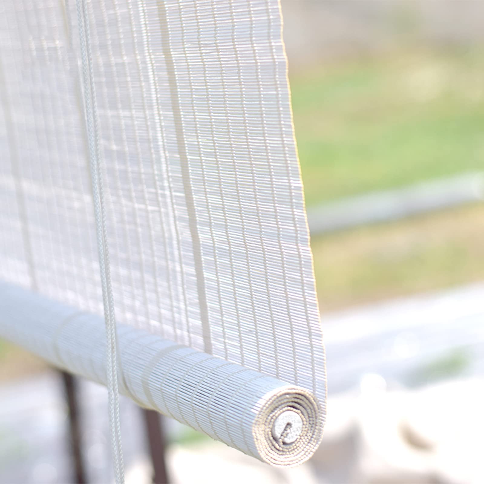 Store Enrouleur Bambou Naturel,Store Venitien en Bois,Store Fenetre Occultant,Store Enrouleur En Bambou Blanc?5% Protection Solaire Intimité Écran,Respirant/écologique/Naturel (110*200cm/43*79in)