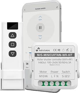 NIVIAN Controlador WiFi para Motor de Persianas con Mando RF. App Tuya. Interruptor Persiana WiFi. Compatible con Alexa y Google (Controlador de Persianas)