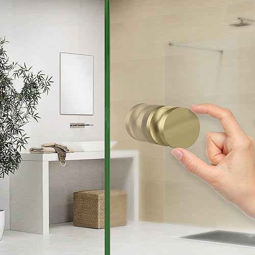 Miniatura 7 de CKB Pomo redondo de cristal de ducha de baño de una sola cara, oro cepillado con manija de puerta de acero inoxidable 304 sólido para accesorios de