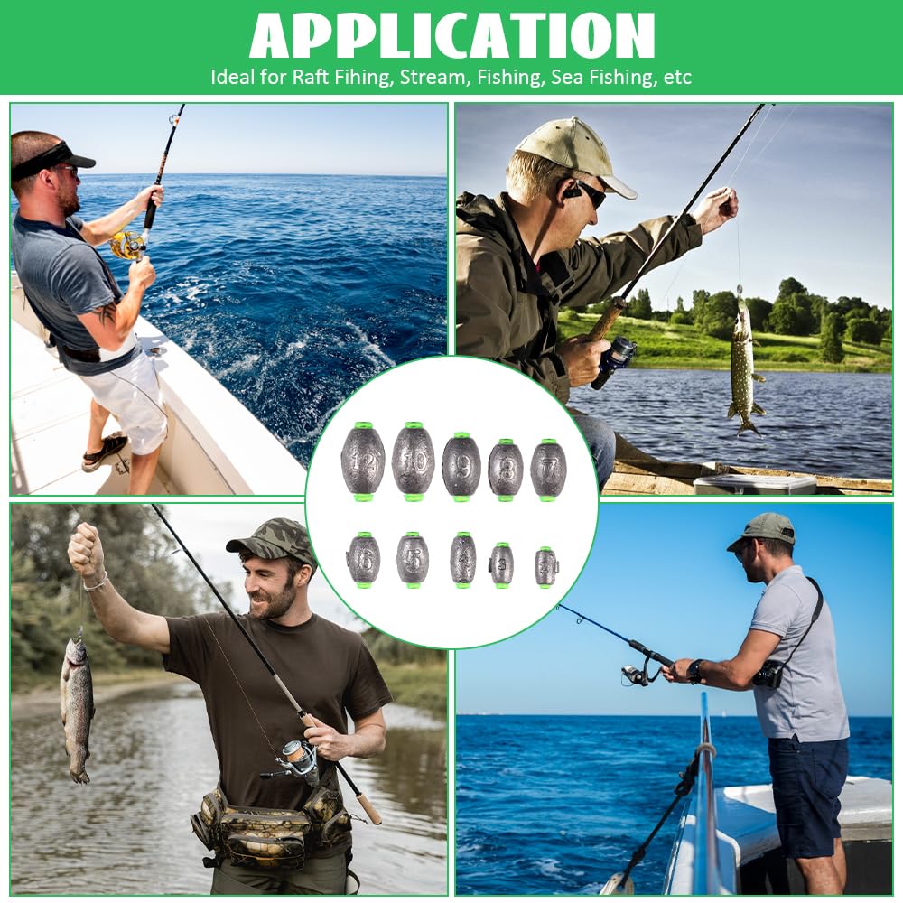 Plomos de Pesca Desmontables Ovalados 50 Unidades Plomo Inoxidable 2-12g