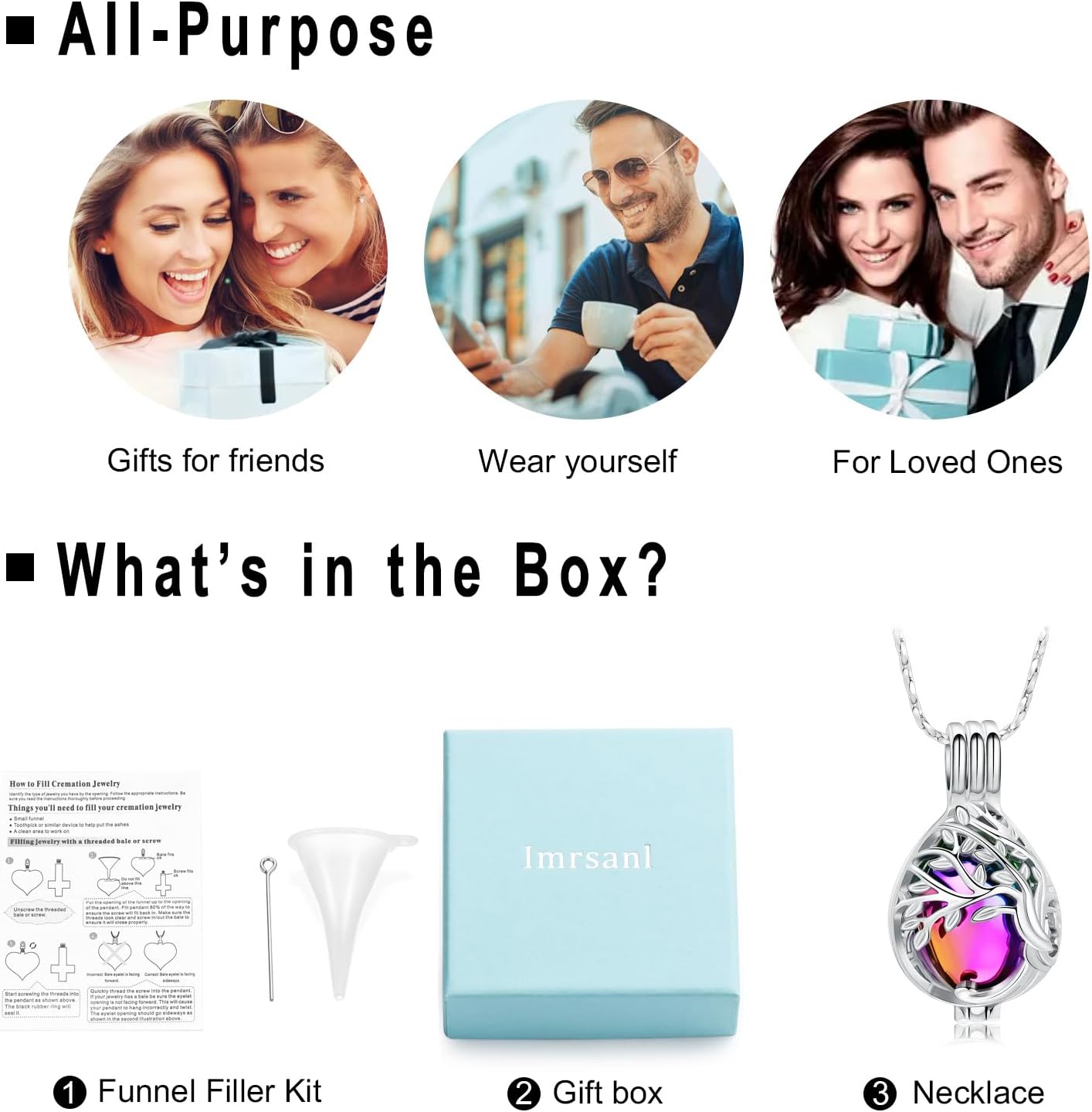 Imrsanl Teardrop Tree of Life Urn Necklace for Ashes for Women Men Cremation Jewelry Memorial Locket Pendant Necklace Hollow Keepsake Urn for Human Ashes - Image 7