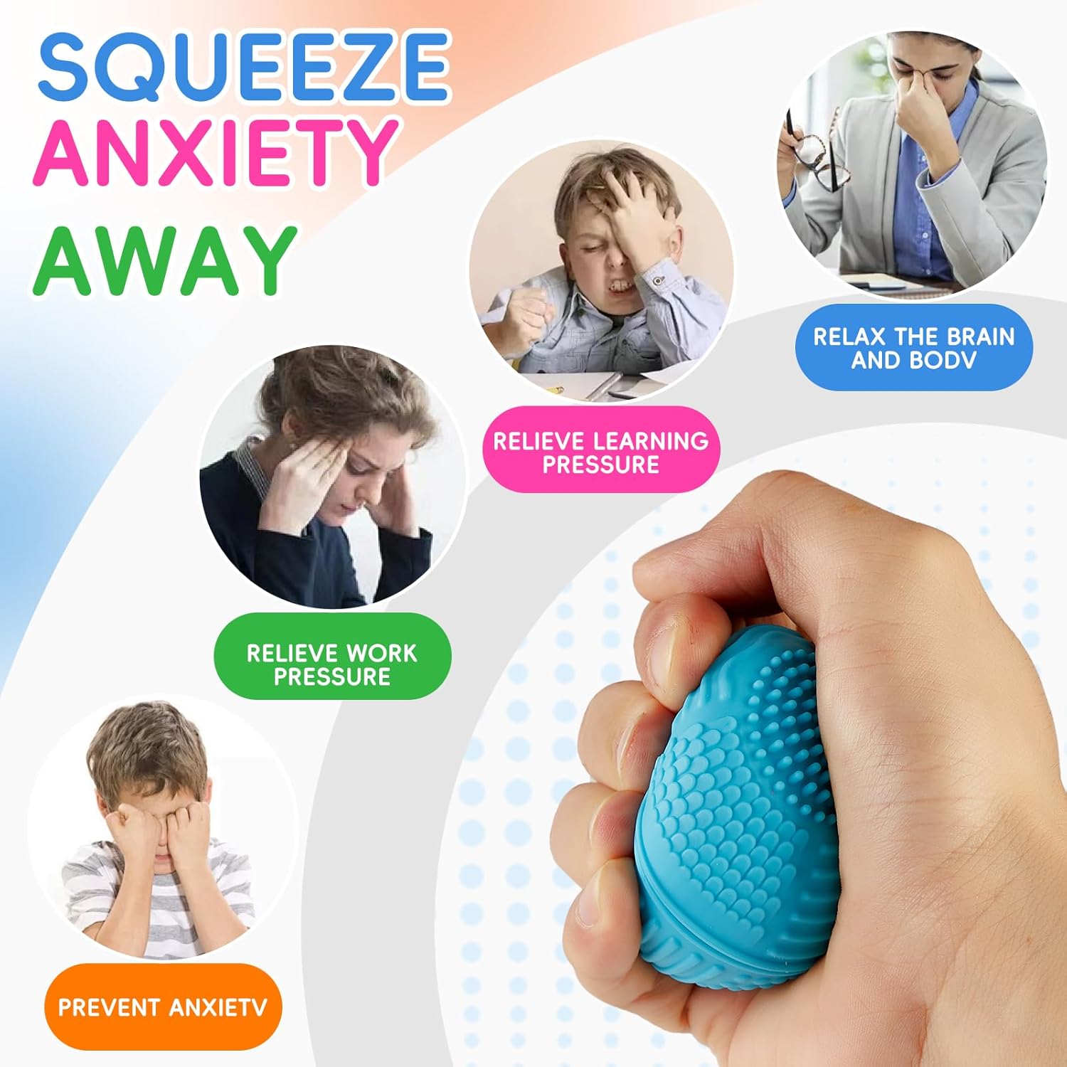 Fidget Classroom Prizes Must Have Sensory Toys,Silicone Fidget Sensory Grip Ball,Textured Sensory Stress Balls Toys for Adults Teens Gifts Classroom Office,Goodie Bag Stuffers.(4pc)