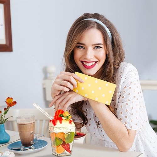 Miniatura 7 de Paquete de 160 tazas de postre de plástico con purpurina surtida de 5 onzas con cucharas 160 tazas de postre cuadradas desechables surtidos y 160