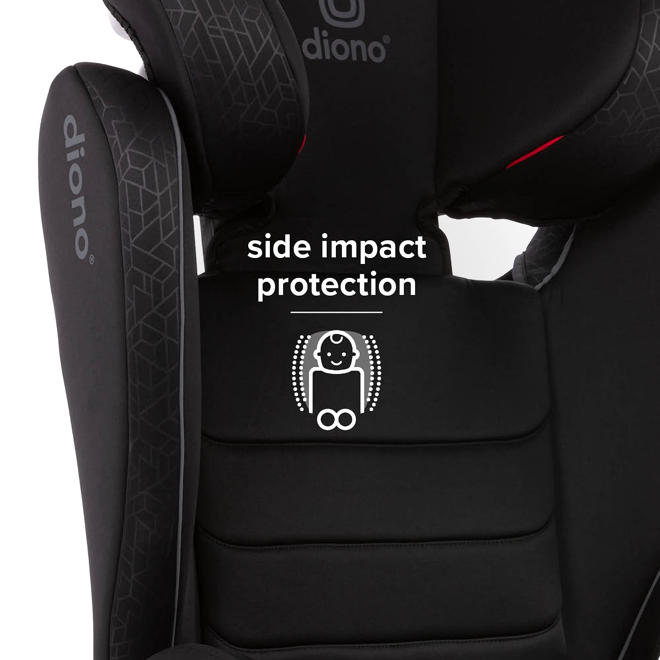 Diono Monterey 2XT Latch 2 in 1 High Back Booster Car Seat with Expandable Height & Width, Side Impact Protection, 8 Years 1 Booster, Black