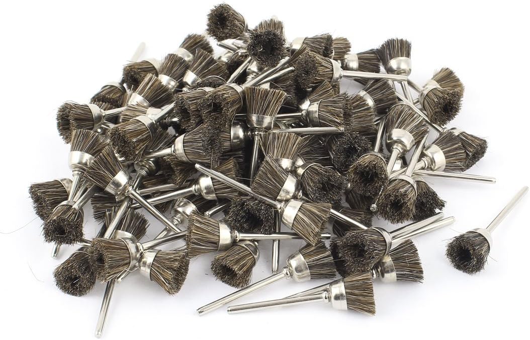 Aexit 100 Pcs Abrasives 3mm Drill Hole Brown Soft Nylon Brush Polishing Wheel for Rotary Tool Model:71as401qo167