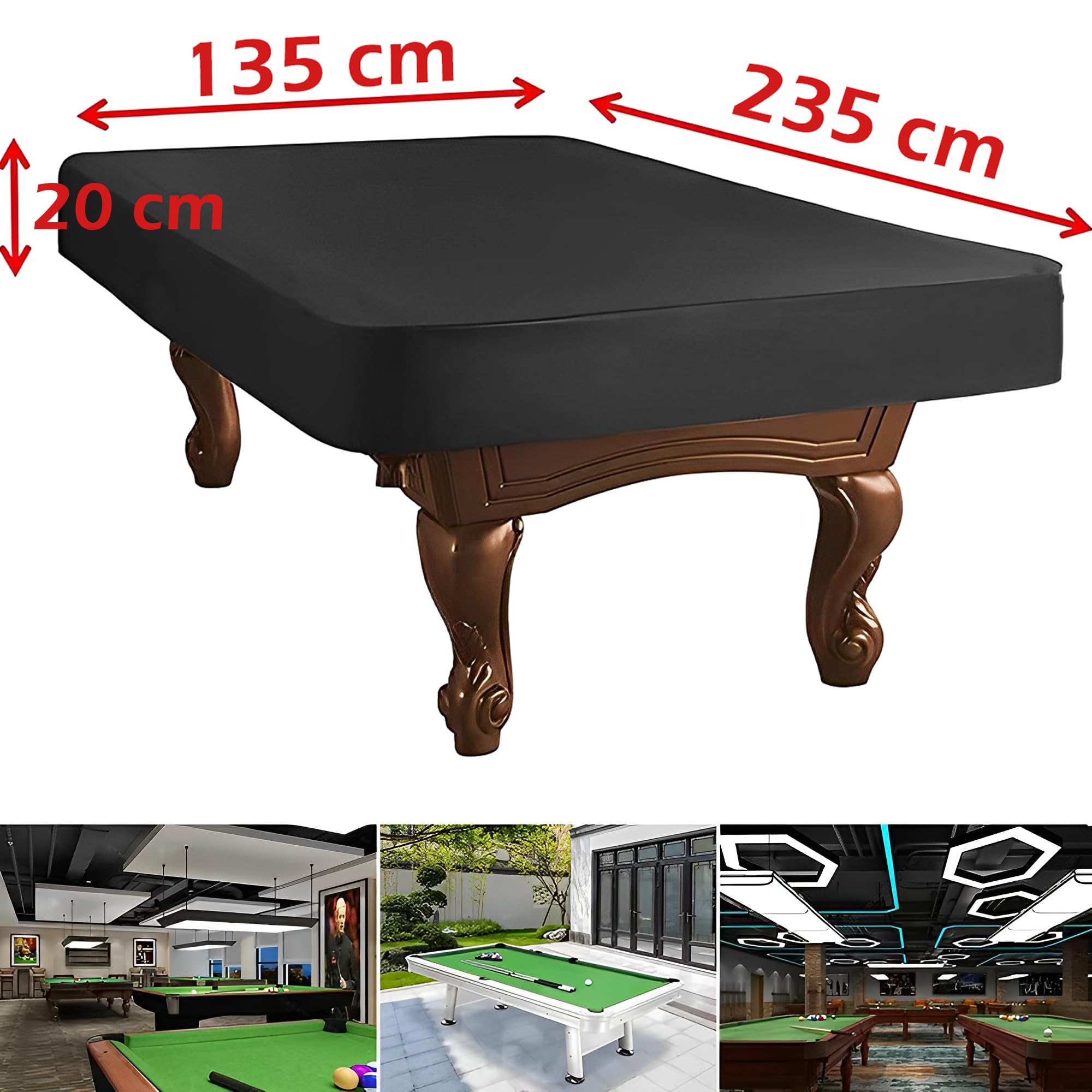 7 Pieds Housse Anti - Poussière Pour Table De Billard, 235*135*20cm, Pesant Seulement 350g, Avec Sac De Rangement, Portable Et Facile à Ranger, Matériau En Tissu Oxford, Protection Contre