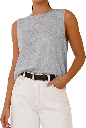 BTFBM Women's Sleeveless Sweater Vest 2025 Summer Crew Neck Ribbed Knit Lightweight Pullover Casual Loose Fit Tank Tops