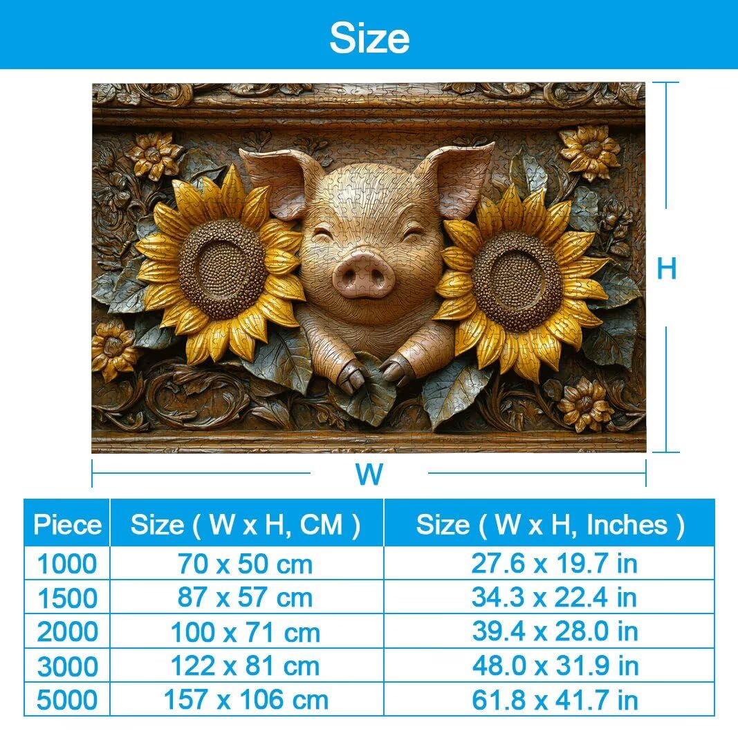 Puzzle 5000 Piezas, Puzzle Cerdo de Madera para Adultos, Regalos -2538