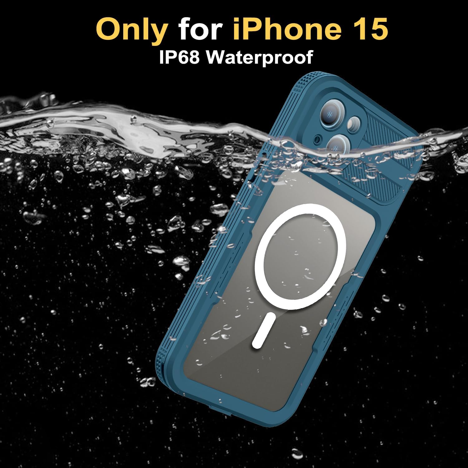 Phone Case Compatible with iPhone 15 6.1 inch,Magnetic Waterproof DropProof Snowproof Anti-Scratch Heavy Duty Full Body ProtectiveCase, Teal