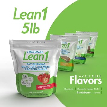 Lean1 Meal Replacement Protein Shake, Strawberry Flavor, 44 Servings in 5 Pound Bag