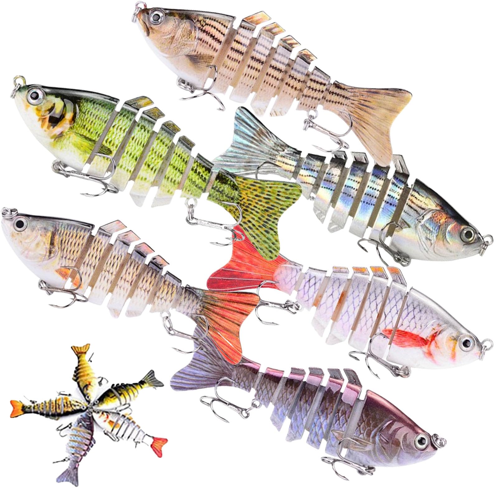 Fjaldjfu 2025 Fishing Gear - 6pcs Bionic Swimming Bait, Probero Robotic Fishing Lure, Swim Baits for Bass, Pike, Muskie, Trout, Walleye - 3D Bionic Swimming Lure