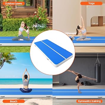 Pro Inflatable Air Gymnastics Mat 20ft/26ft Long 8in Thick - Extra-Large & Thickest Tumbling Track Mat with Electric Pump - Most Affordable for Gym/Home/Outdoor/Cheerleading/Yoga/Pool