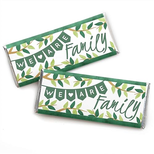 Big Dot of Happiness Family Tree Reunion - Envoltura de barra de caramelo para fiestas - Juego de 24