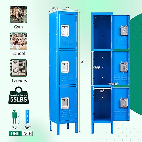 Vista 47 de Letaya Taquillas de metal, 5 puertas de 66 pulgadas de alto, armarios de almacenamiento de acero con cerradura para empleados, escuela, gimnasio