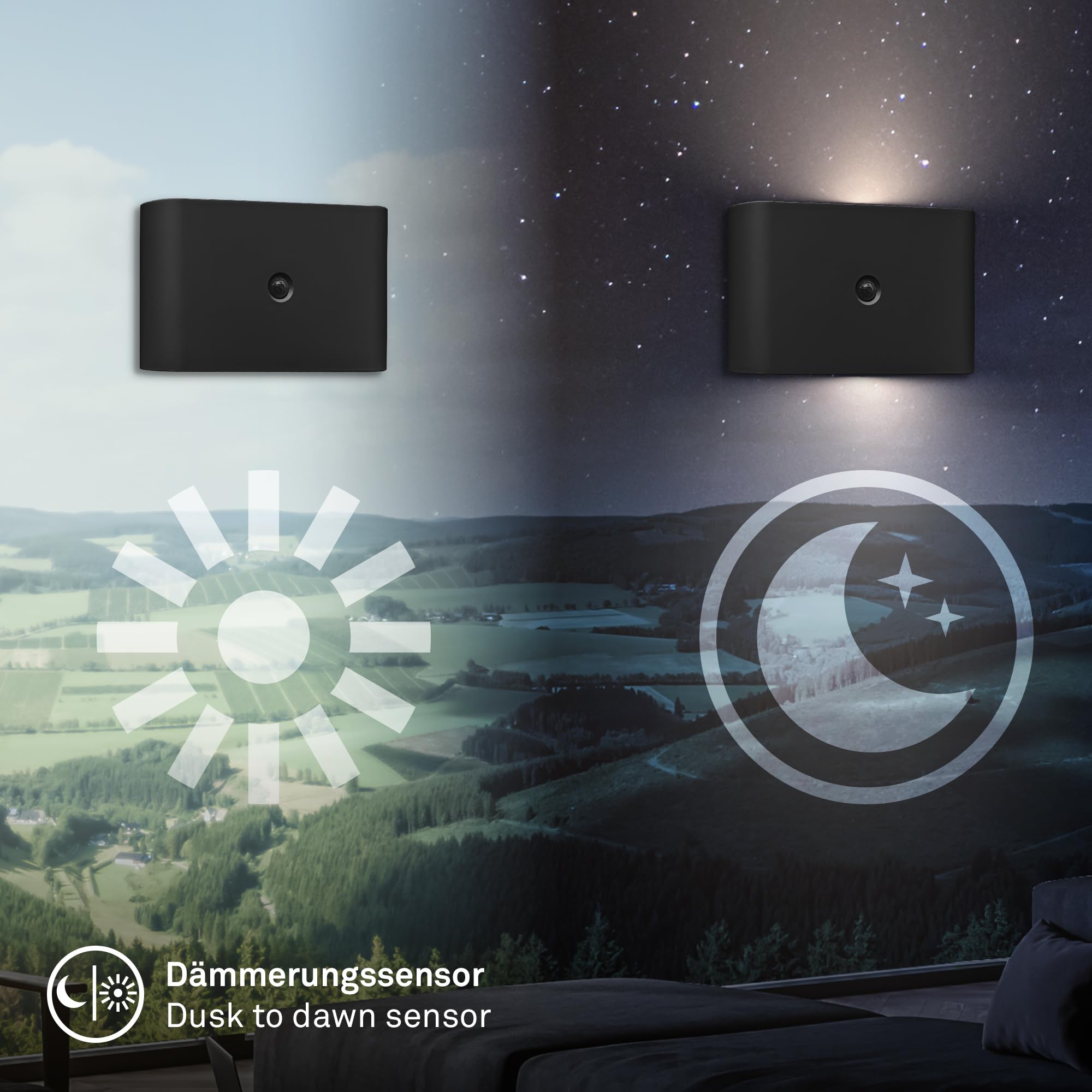 BRILONER Sticklights - Aplique pared sin cable con sensor de movimiento, batería recargable, lampara magnetica, aplique recargable, 16x9,5x6,5 cm, negro