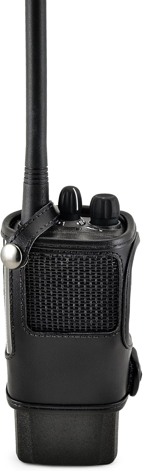 Free Shipping 🛒 Turtleback Carry Holder for CP200d Fire and Police Security Two Way Radio Belt Clip Holster Case, Black Leather Pouch with Heavy Duty Rotating Ratcheting 2.25 Belt Loop Made in USA
