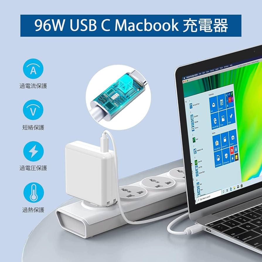 【未使用品Mac充電器96W USB-C電源アダプタ&MagSafe3ケーブル】 楽天市場】96W 電源アダプタ 急速 USB-C PD対応 急速充電器 Type