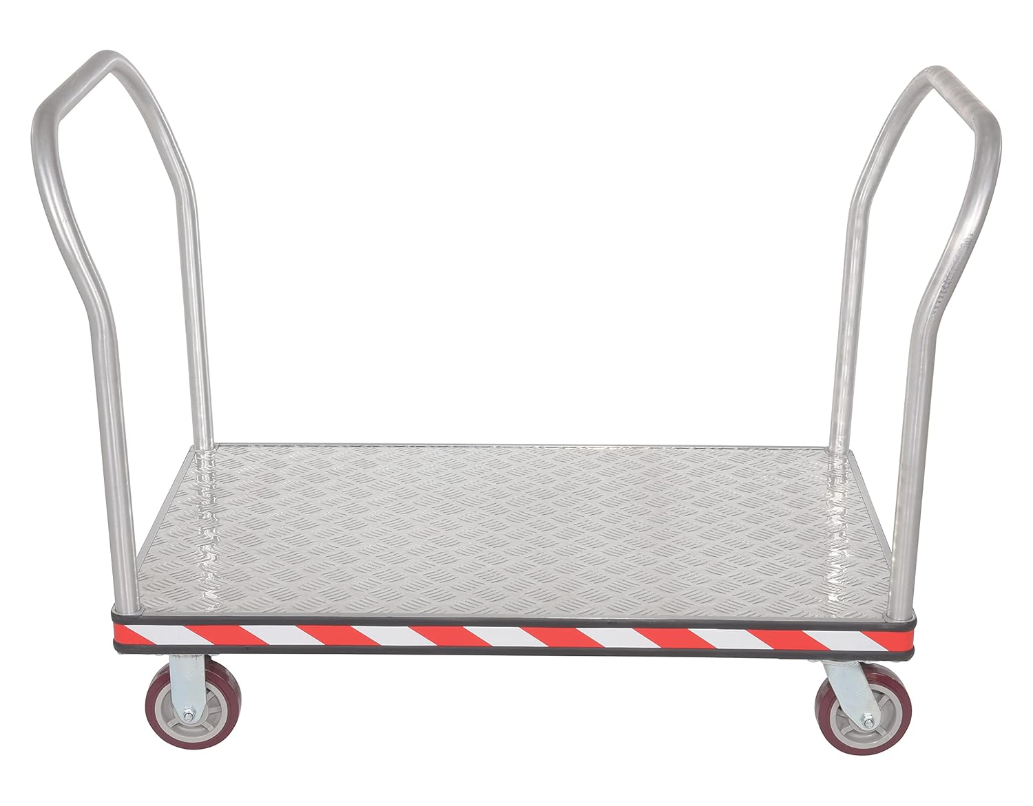 Vestil ATP-C-3048-2HDL Aluminum Heavy Duty Dual Handle Tread Plate Platform Truck 30 in. x 48 in. 3600 Lb. Capacity Silver