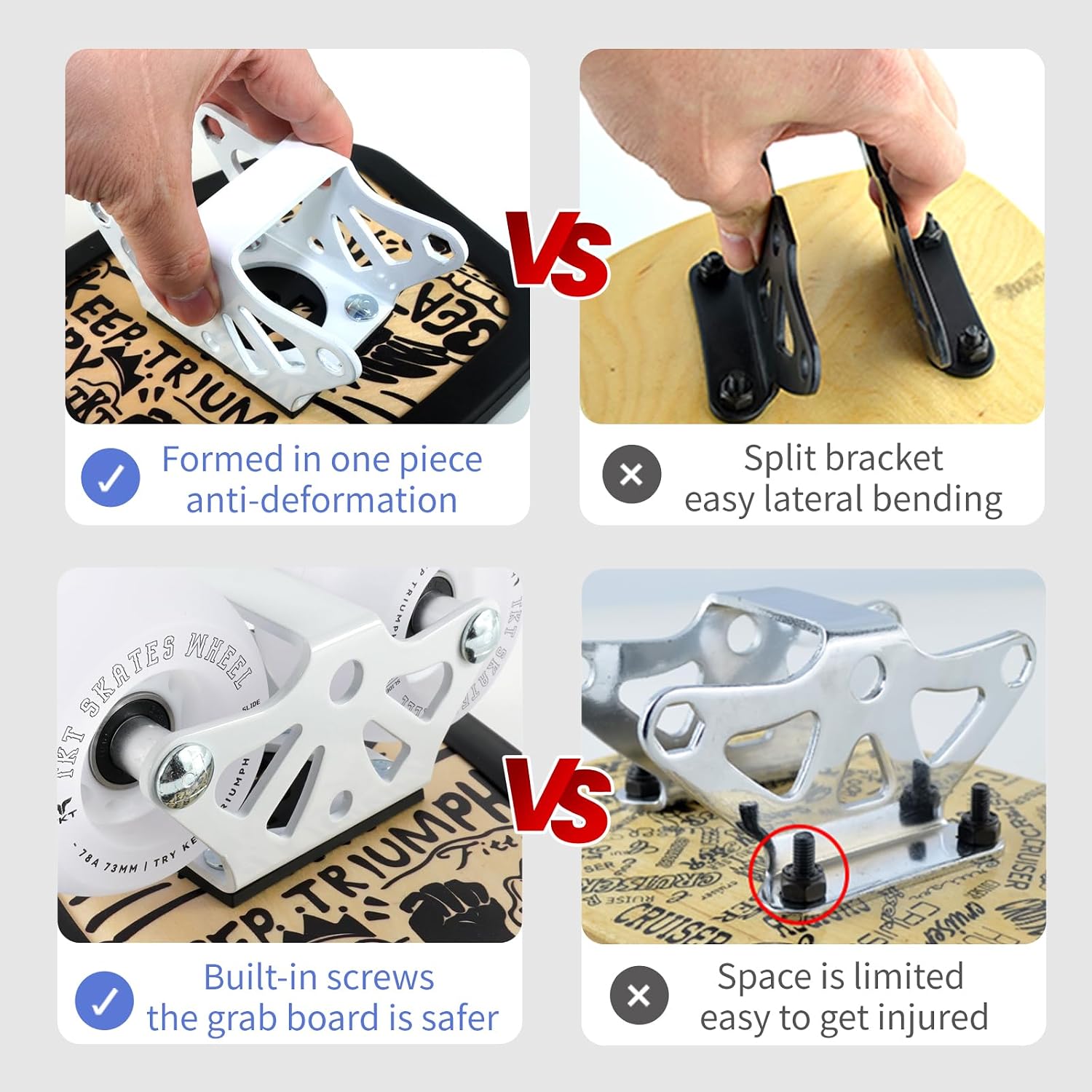 TKT FreeSkates - White Flashing Wheels - High Resilience Free Drift Board - Maple Deck Drift Shoes with Edge Protector - High End Bearing Portable Outdoor Free Drift Plate