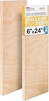 US Art Supply 6x24" Gallery Depth Cradled Wood Panels (2 Pack) - Unprimed Birch for Acrylic, Oil, Mixed Media Painting & Paint Pouring