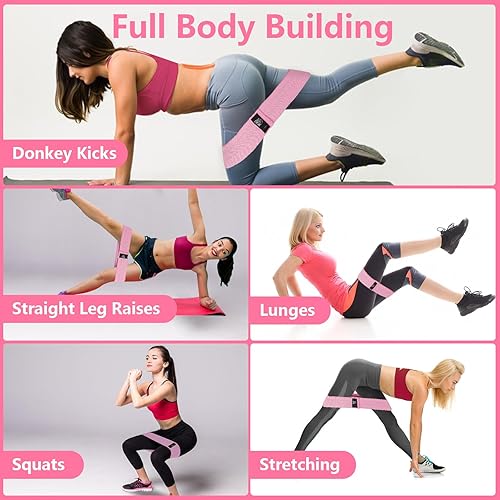 Miniatura 7 de CFX Resistance Bands Set, Exercise Bands with Non-Slip Design for HIPS & Glutes, 3 Levels Workout Bands for Women and Men, Booty Bands for Home