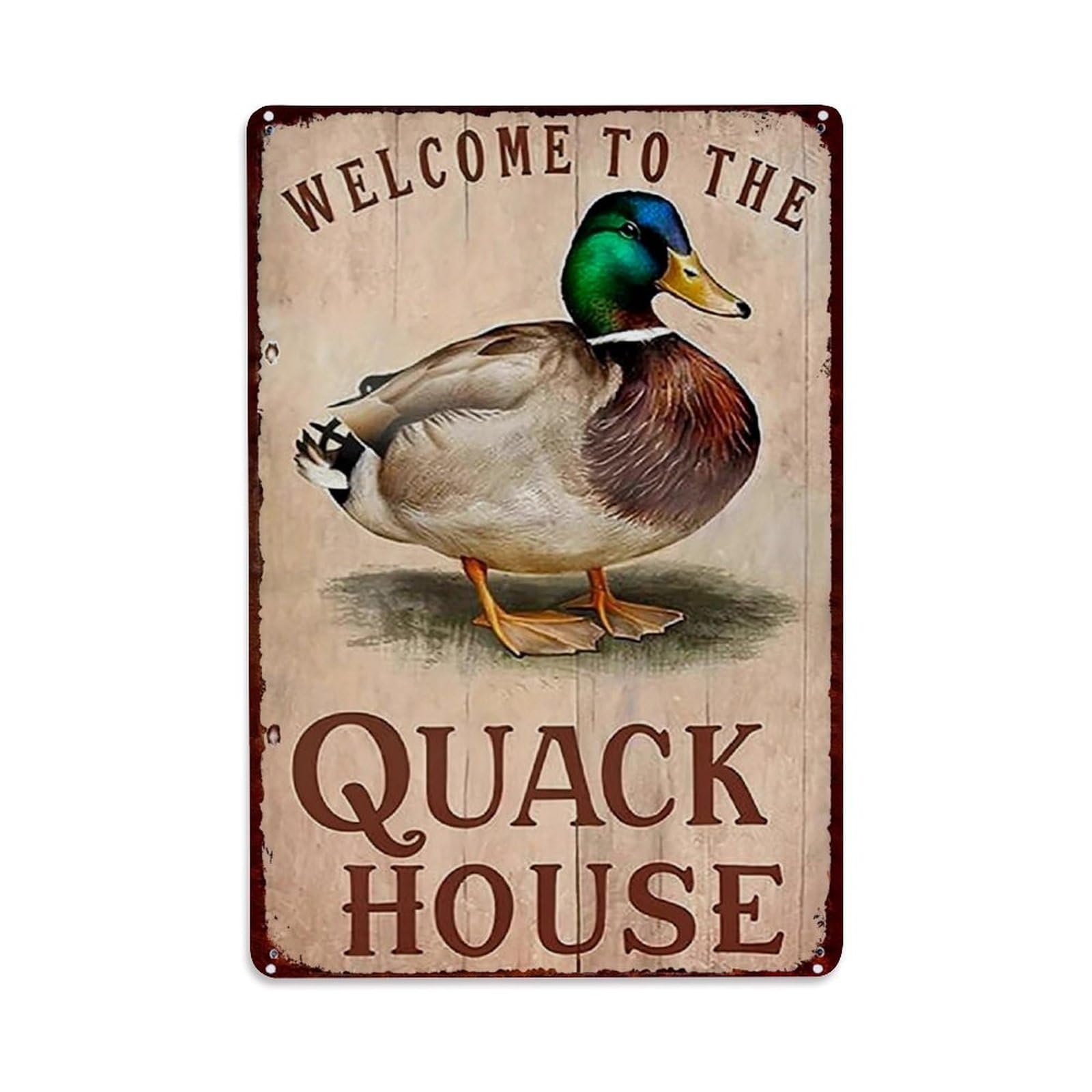 Jdfenggu Vintage Welcome To The Quack House Retro Metal Tin Sign, Metal Poster For Bar, Home, Man Cave, Kitchen, Laundry Room Art Decor 8X12 Inch
