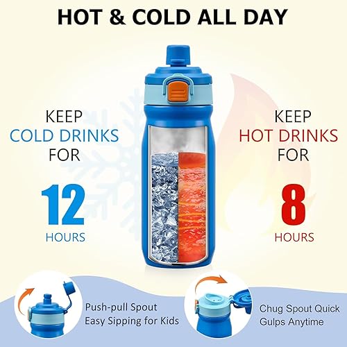 Miniatura 5 de Lonchera Bento para niños con termos, caja Bento a prueba de fugas con tarro de comida aislado de 8 onzas, botella aislada, bolsa de almuerzo, apta