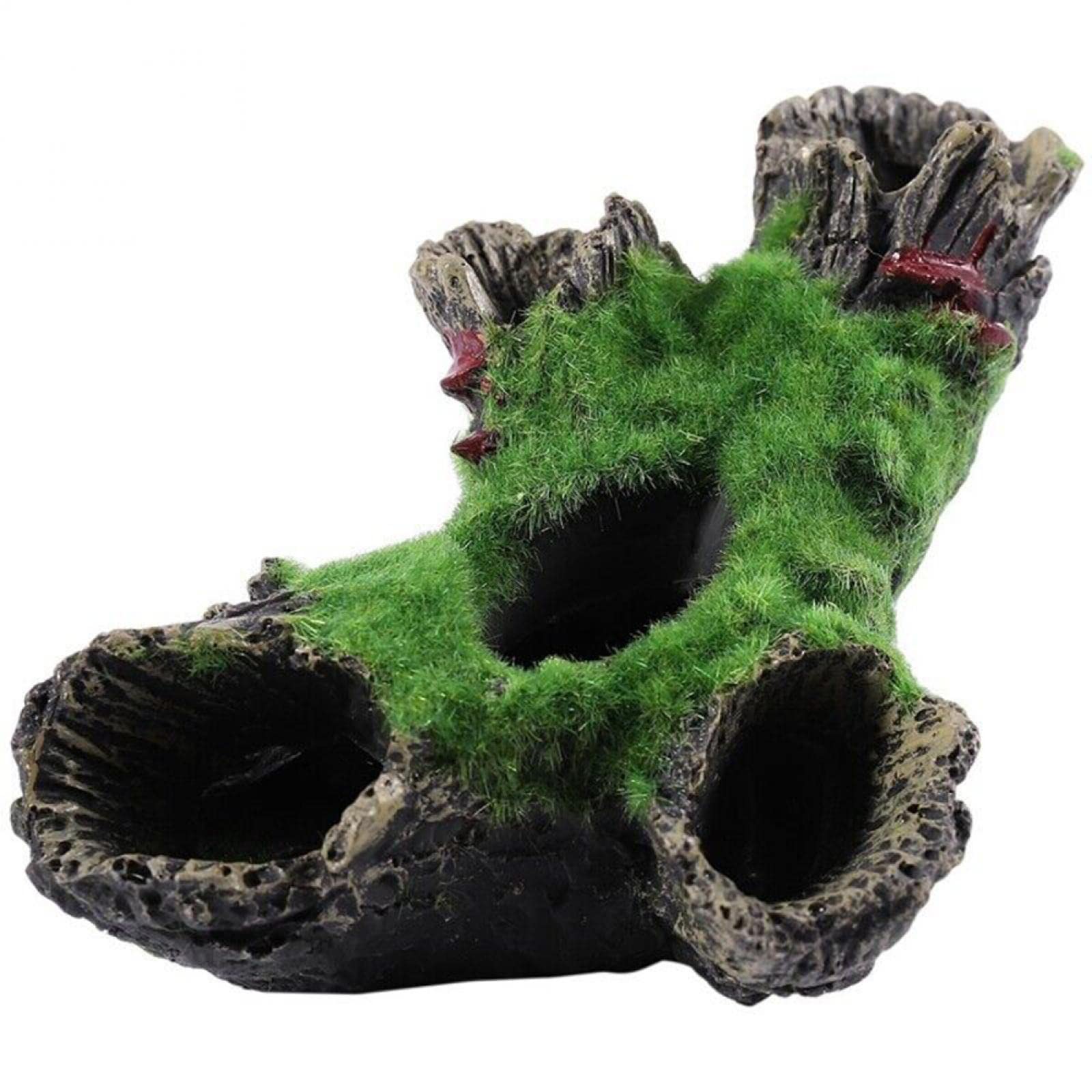 RANRAO Fish Tank Decoration Accessories Moss Tree House for CAVE For Little Fish Vividly, Aquarium Trunk Resin Driftwood Fish Tank Decoration