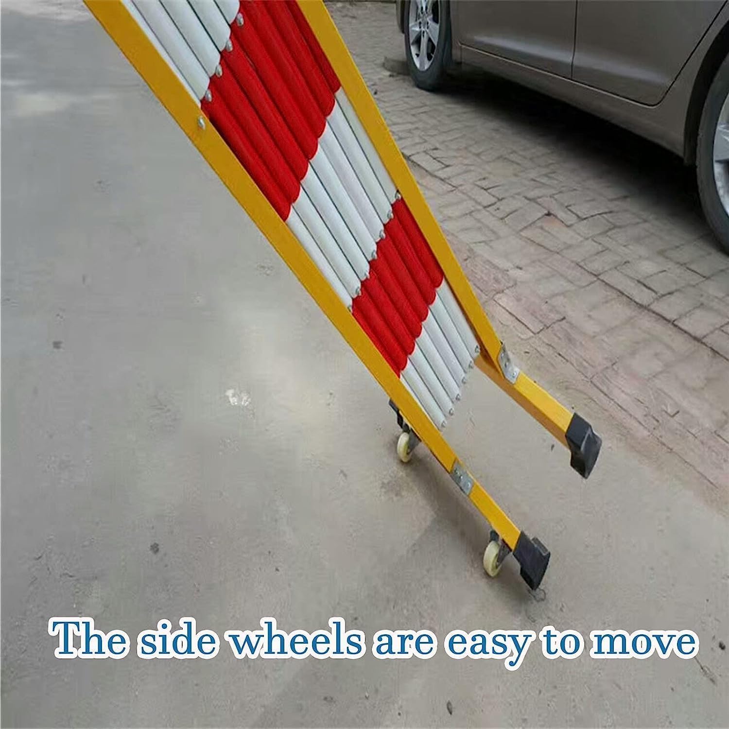 Valla retráctil para control de tráfico, barrera de seguridad amarilla, fácil montaje, 1,2 x 2 m, ideal para negación de acceso y acceso en situaciones de tráfico