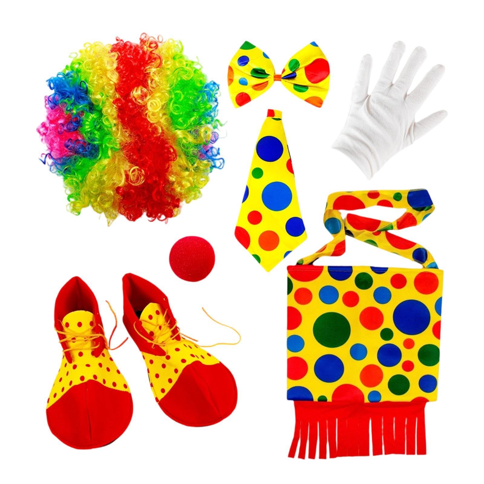 Set da Clown per Giochi di Ruolo con Parrucca Arcobaleno E Accessori per, Feste di Halloween, Carnevale, Feste di Compleanno, Spettacoli, Style C