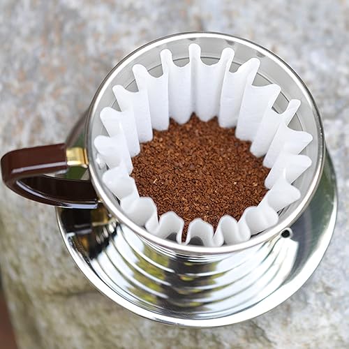 Miniatura 4 de KUFUNG Filtros de café de papel natural para el hogar y la oficina, para verter sobre la cafetera, cafetera por goteo, cesta pequeña, vertido