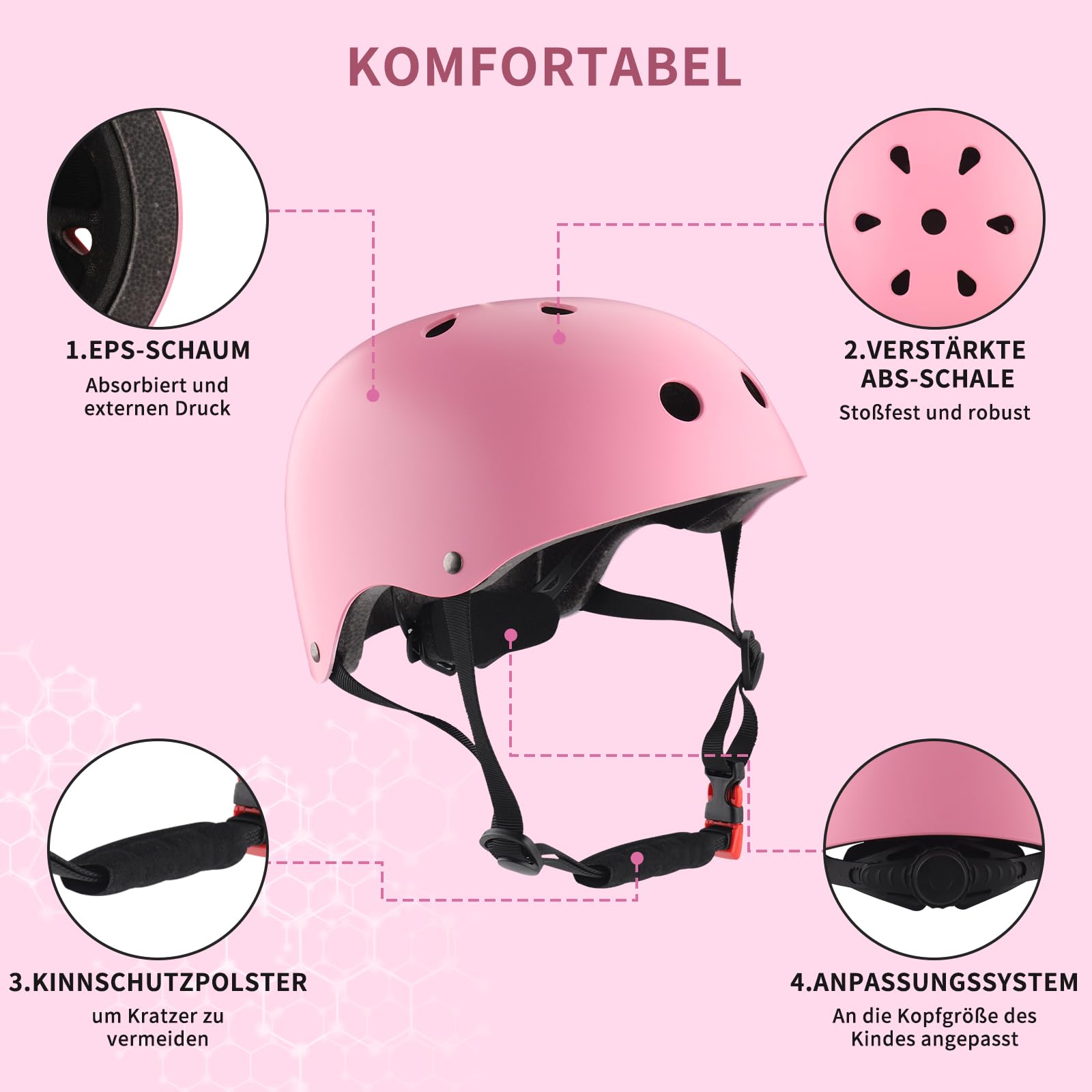 ZWOOS Protection Roller Enfants, Protections Coude Genoux Enfants, Protectiosn Velo Enfant, Protection Enfant Roller pour Roller, Skateboard, Vélo, Trottinette 3 à 10 Ans (Rose)