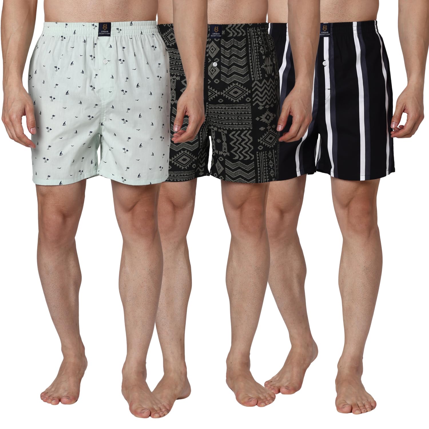 urban scottish Men Premium Cotton | Multicolor | Printed | Inner Elastic | Mid Rise | Boxers | Pack of 3-picture-12