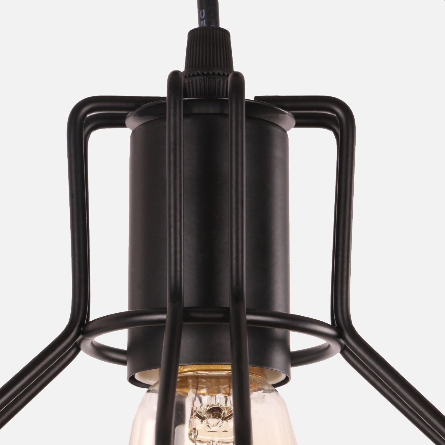 ❤ Crаzу Dеаlѕ Farmhouse Pendant Lighting for Kitchen Island Industrial Pendant Light Fixtures Unitary Brand Rustic Black Metal Cage Shade Dining Room Hanging Lights with 3 E26 Bulb Sockets Kitchen Light Fixtures