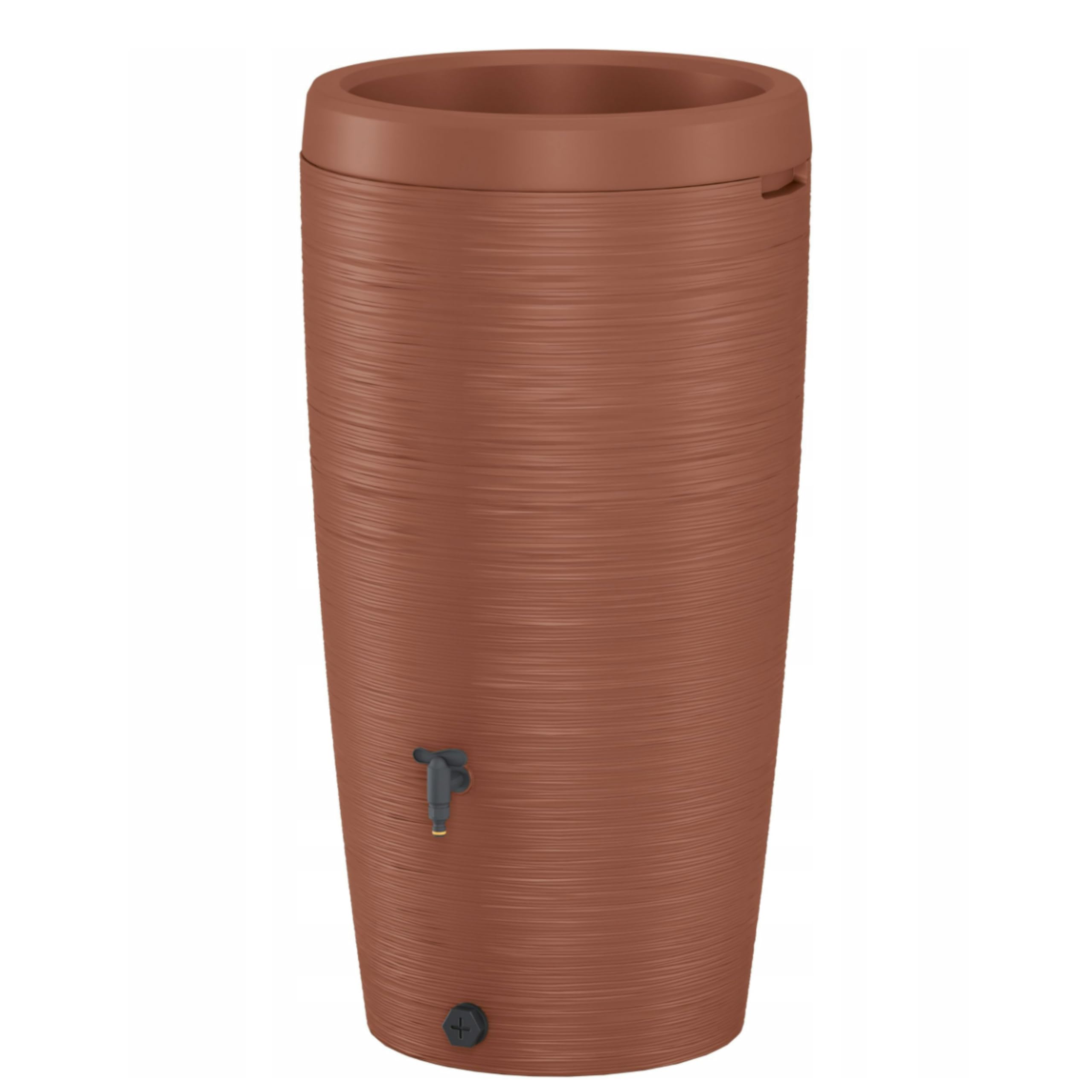 B2c Terracotta Rainwater Tank Water Butt Plastic Rain Collector Container 240L + Connection Kit With Flower Insert Garden Irrigation Cistern Barrel Tap + Connectors (Terracotta)