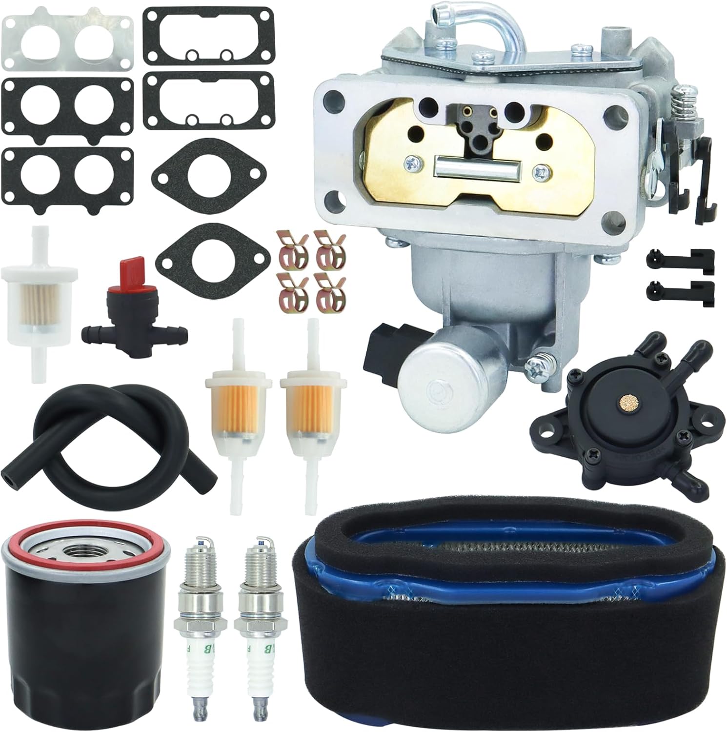 15004-7024 Carburetor Fits for Kawasaki FH601V FH641V FH661V FH680V FH721V FX801V FX850V Carb replaces for 15003-7115 15004-0763 15004-1010 carb with 11013-7027 Air filter Fuel pump